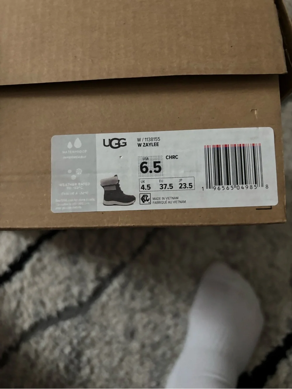 UGG Men's Gray Shearling-Trim Waterproof Snow Boot